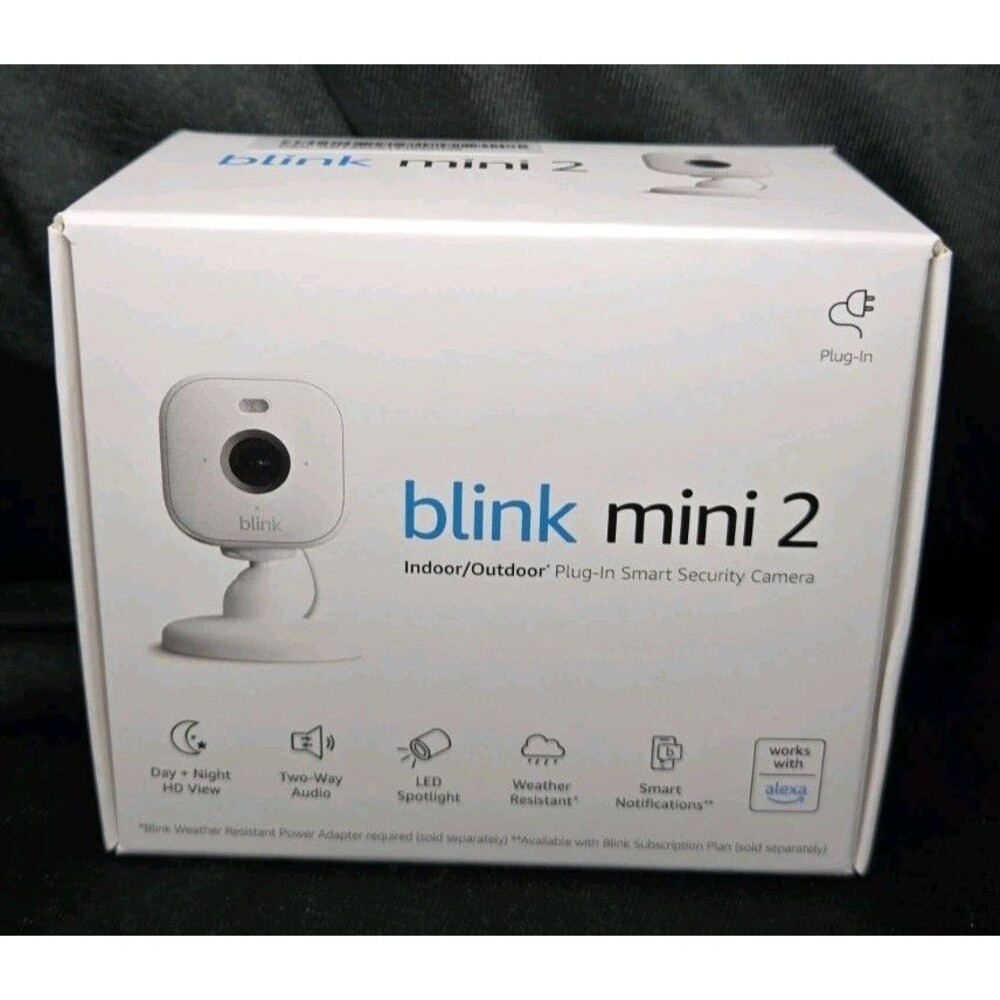 White Blink Mini 2 Indoor Outdoor 1080P Plug-in Smart Security Camera New 1 Unit